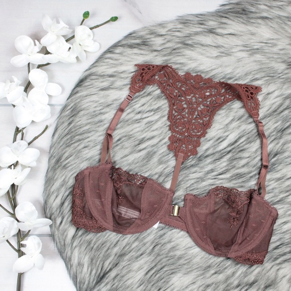 Free People Other - Free People Brown Lace Racerback Bra 32B